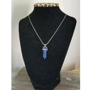 Lapis Lazuli Pendant on 20" Silver Plated Chain
